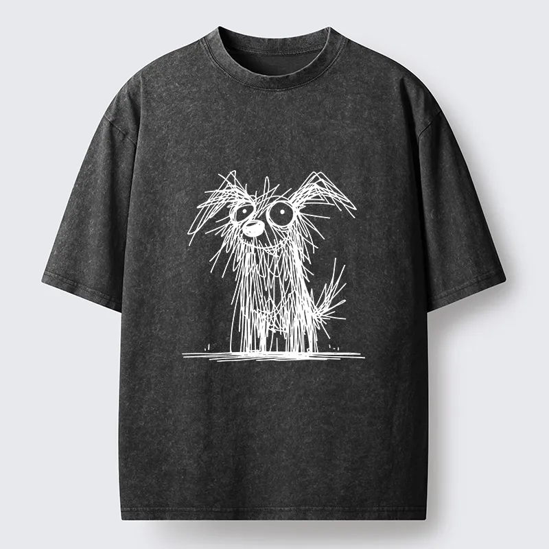Tokyo-Lion Scruffy Dog Chaos Funny Washed T-Shirt