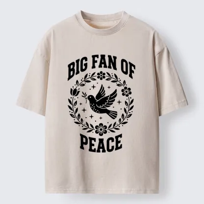 Tokyo-Lion Circle of Flower Peace Dove Washed T-Shirt