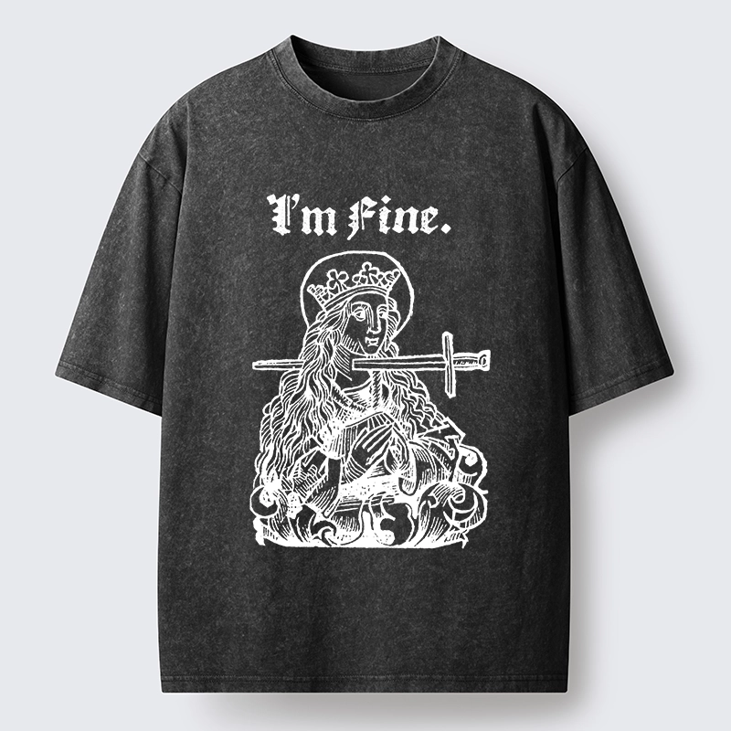 Tokyo-Lion Medieval Lady Im Fine Vibe Washed T-Shirt