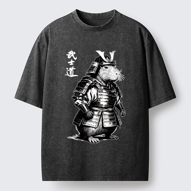 Tokyo-Lion Capybara Samurai No Fear Washed T-Shirt