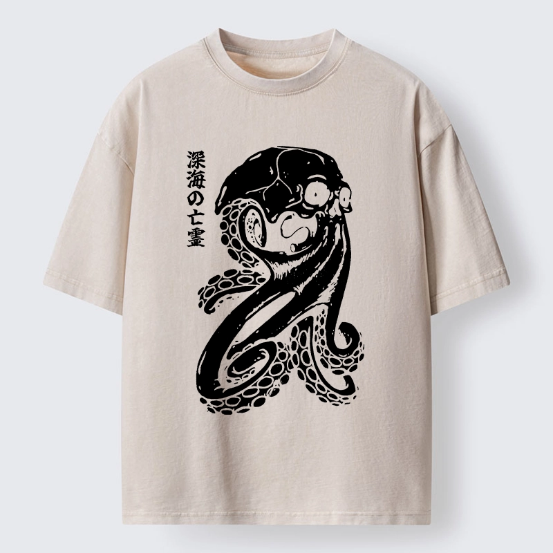Tokyo-Lion Octopus Of The Deep Ghost Washed T-Shirt