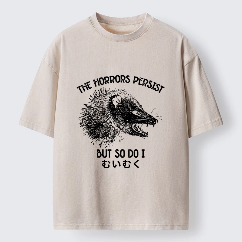 Tokyo-Lion Raccoon Dark Humor Quote Washed T-Shirt