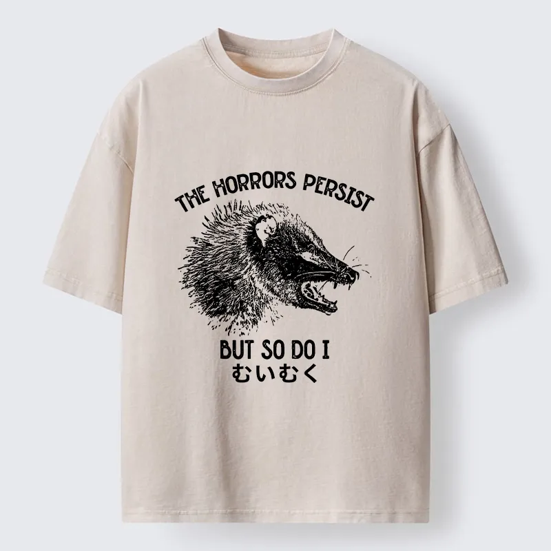 Tokyo-Lion Raccoon Dark Humor Quote Washed T-Shirt