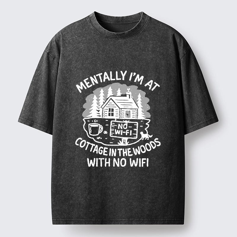 Tokyo-Lion Dreaming Of A Woodland Cottage Washed T-Shirt