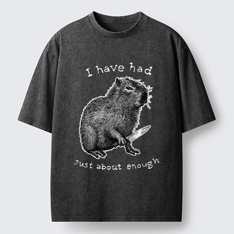 Tokyo-Lion Capybara With A Knife Washed T-Shirt