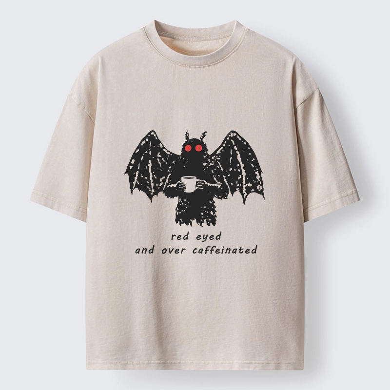 Tokyo-Lion Mothman Needs Coffee Energy Washed T-Shirt-Tokyo-Lion
