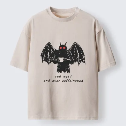 Tokyo-Lion Mothman Needs Coffee Energy Washed T-Shirt-Tokyo-Lion