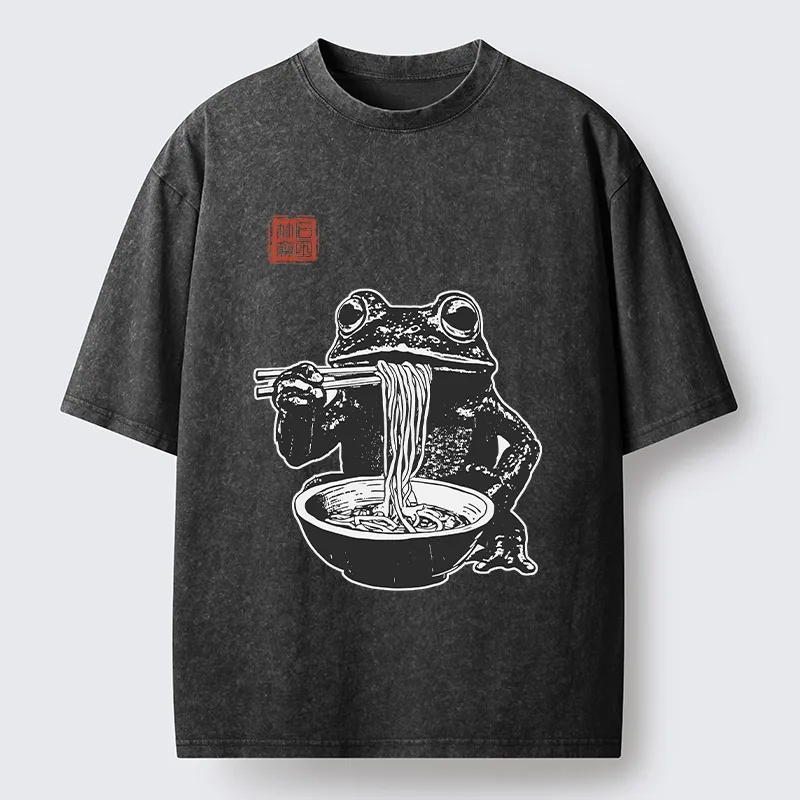 Tokyo-Lion Noodle Time for Froggy Washed T-Shirt-Tokyo-Lion