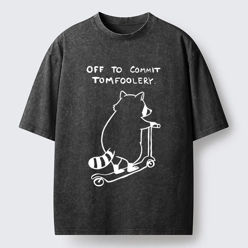 Tokyo-Lion Scooter Raccoon Funny Meme Washed T-Shirt-Tokyo-Lion