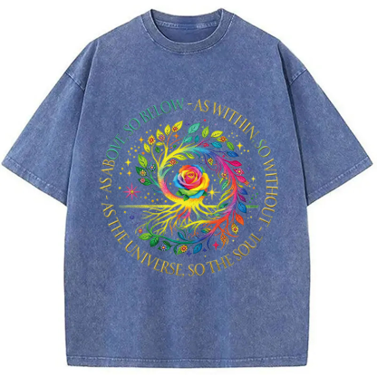 Tokyolion Rainbow Tree Cosmic Spiral Washed T-Shirt-Tokyo-Lion