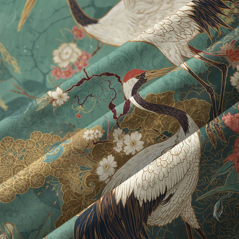 Tokyo-Lion Red-Crowned Crane In The Garden Aloha Hawaiian Shirt