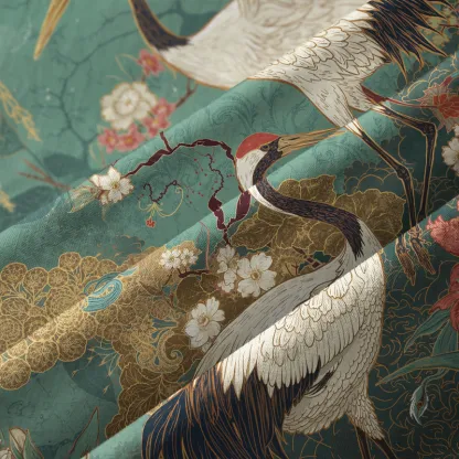 Tokyo-Lion Red-Crowned Crane In The Garden Aloha Hawaiian Shirt