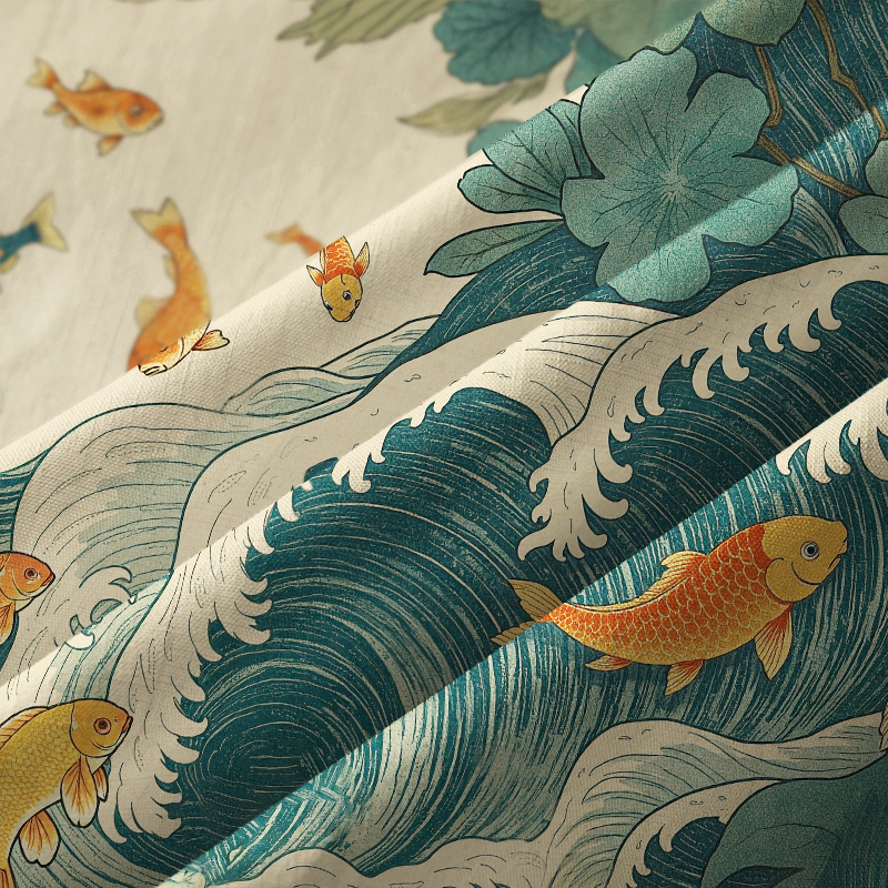 Tokyo-Lion Koi Meets Ocean Waves Aloha Hawaiian Shirt