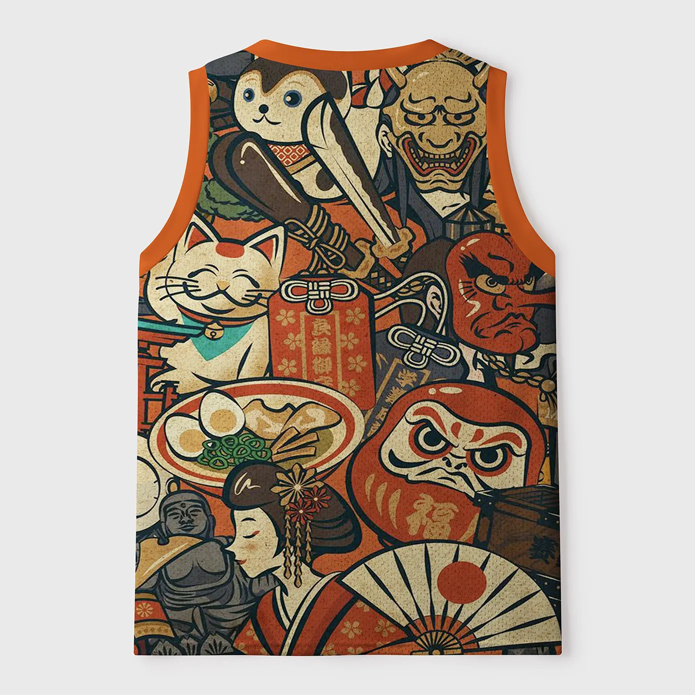 Tokyo-Lion Japanese Traditional Elements Mesh Tank Top-Tokyo-Lion