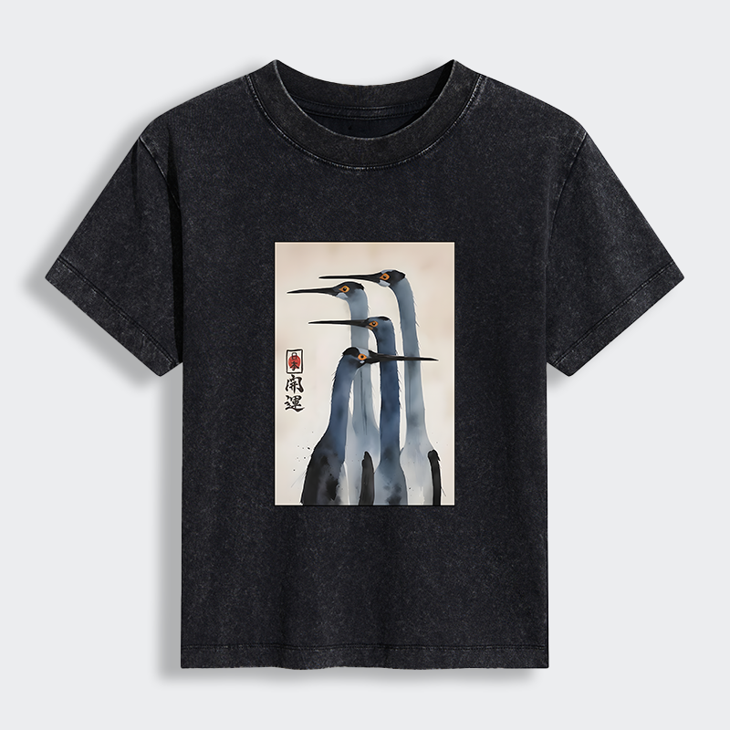 Tokyo-Lion Retro Sandhill Crane Women's Washed T-shirt