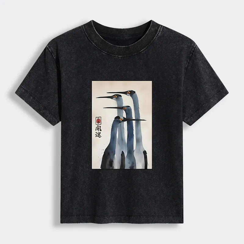 Tokyo-Lion Retro Sandhill Crane Women's Washed T-shirt