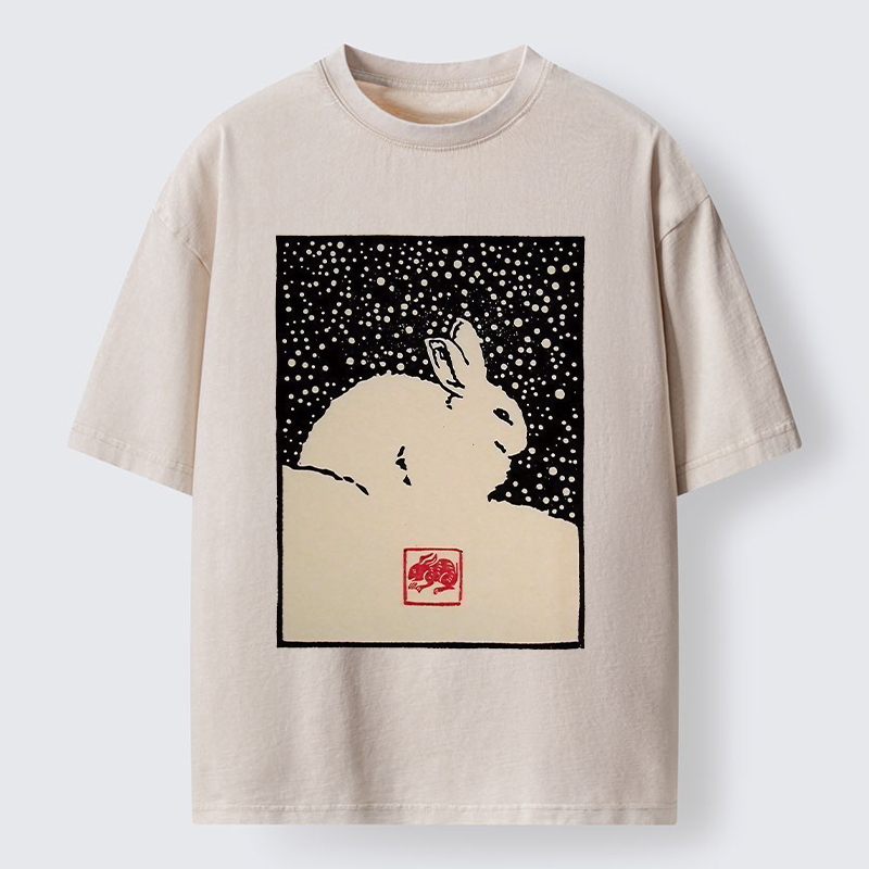 Tokyo-Lion Rabbit In The Snow Washed T-Shirt