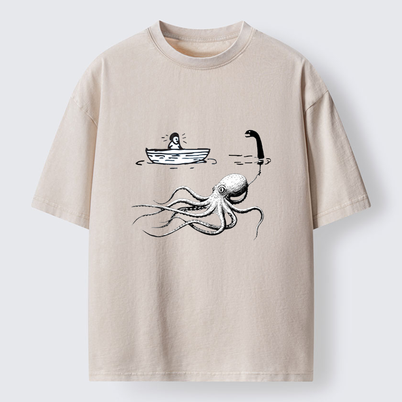 Tokyo-Lion Octopus Camouflage Washed T-Shirt