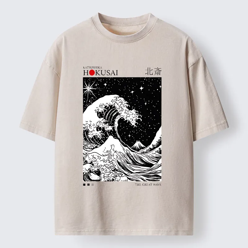Tokyo-Lion Retro Wave Japan Washed T-Shirtt-Tokyo-Lion