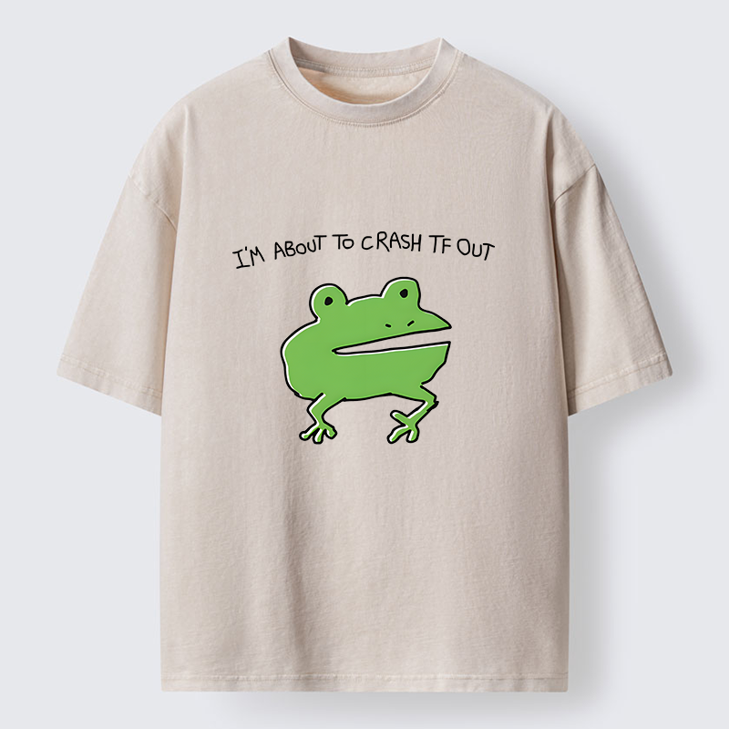 Tokyo-Lion Very Sleepy Frog Funny Washed T-Shirt