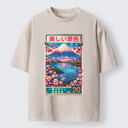 Tokyo-Lion Springtime Scenery Washed T-Shirt