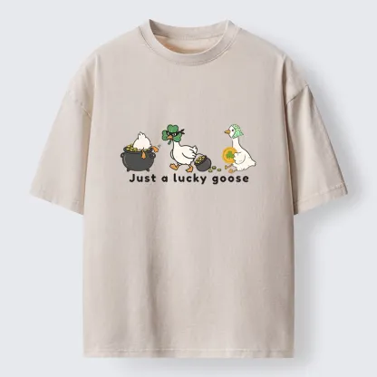 Tokyo-Lion Just A Lucky Goose Meme Washed T-Shirt