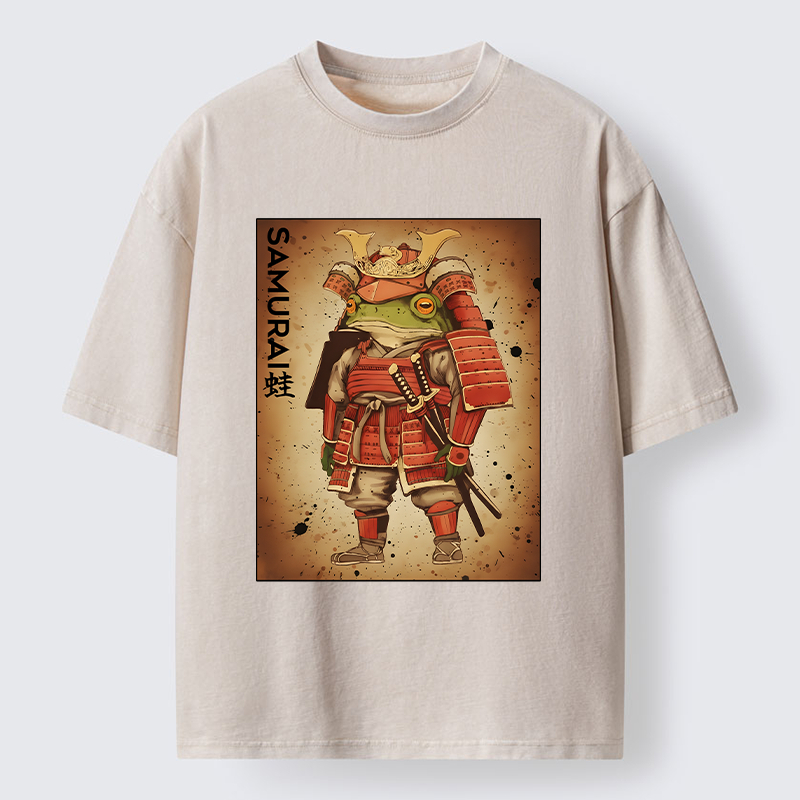 Tokyo-Lion Frog Japanese General Washed T-Shirt