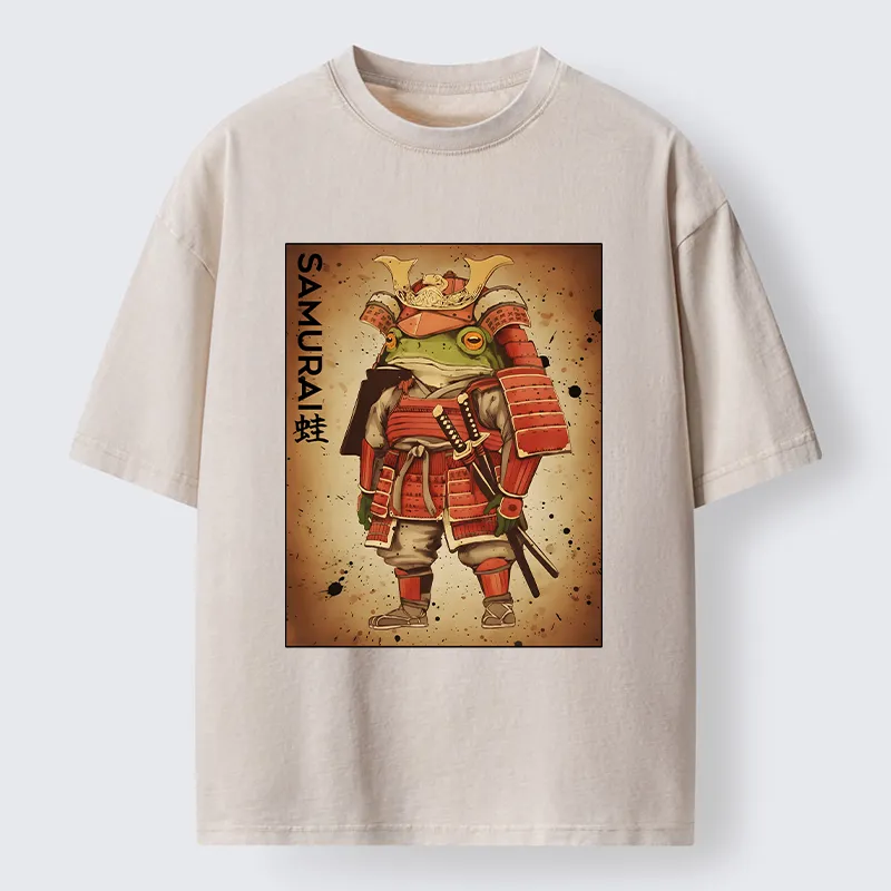Tokyo-Lion Frog Japanese General Washed T-Shirt
