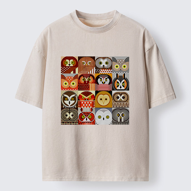 Tokyo-Lion All Kinds Of Owls Washed T-Shirt