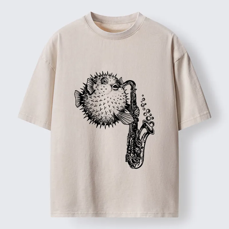 Tokyo-Lion Pufferfish Performance Washed T-Shirt