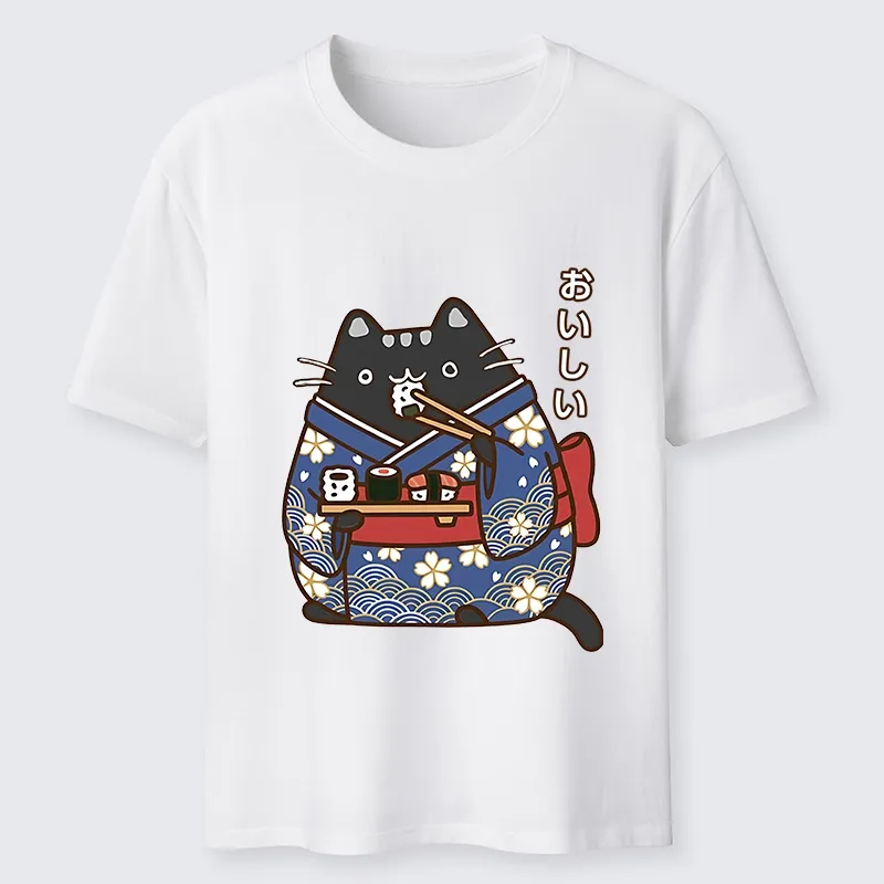 Tokyo-Lion Geisha Cat Sushi Classic T-Shirt