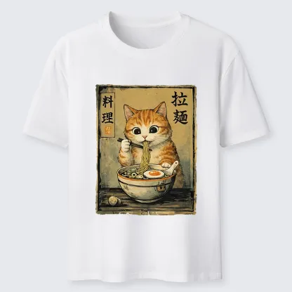Tokyo-Lion Retro Ginger Cat Ramen Classic T-Shirt