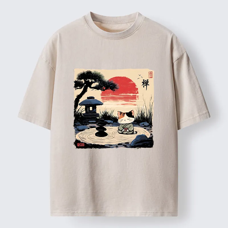 Tokyo-Lion Zen-like Scenery Washed T-Shirt