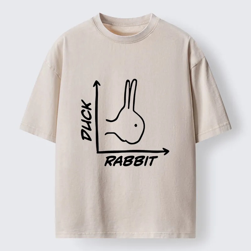 Tokyo-Lion Rabbit Or Duck Funny Washed T-Shirt-Tokyo-Lion