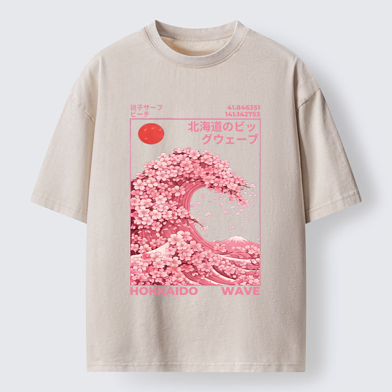 Tokyo-Lion Sakura Wave Washed T-Shirt