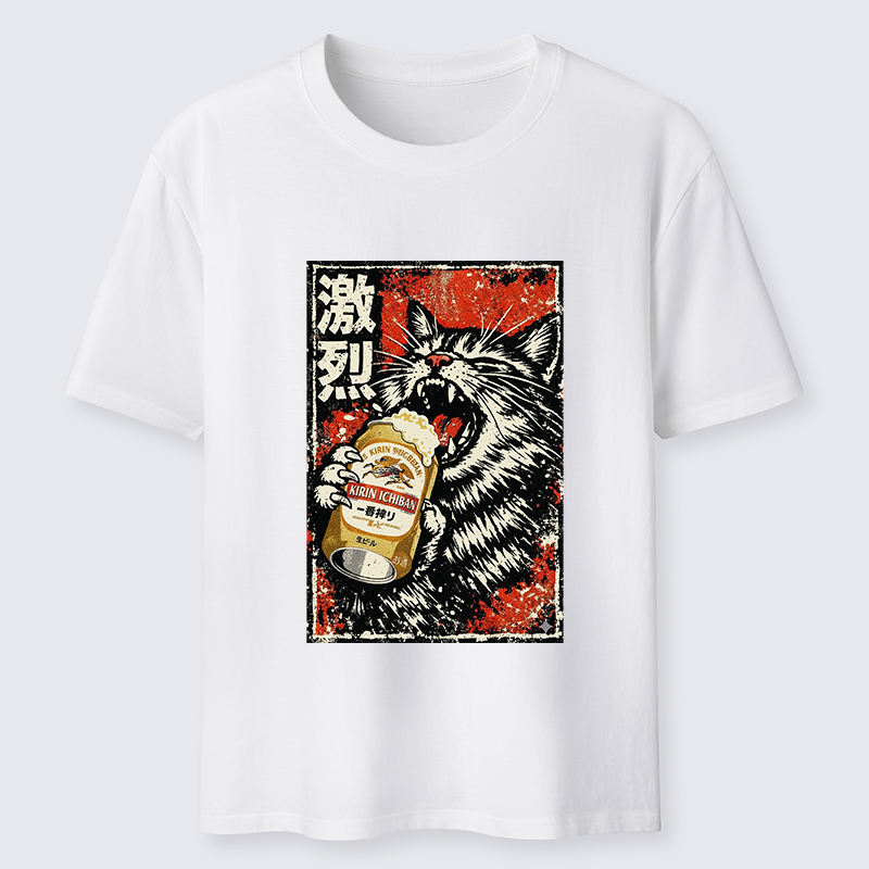 Tokyo-Lion Cat Drinking Beer Classic T-Shirt-Tokyo-Lion