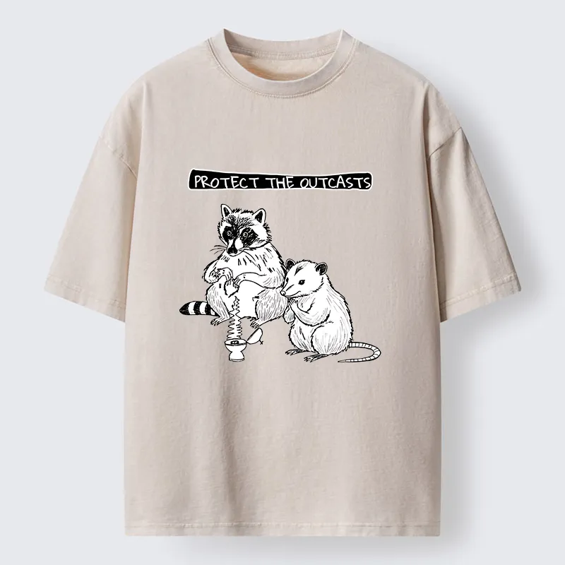 Tokyo-Lion Prayer Of Raccoon And Possum Washed T-Shirt