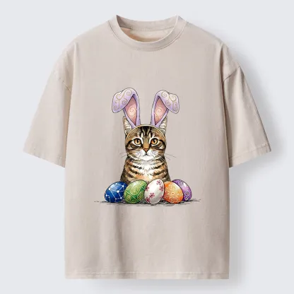 Tokyo-Lion Easter Cat Washed T-Shirt