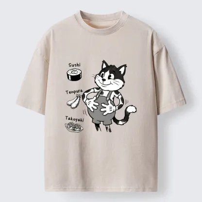 Tokyo-Lion Cute Cat That's Full Washed T-Shirt