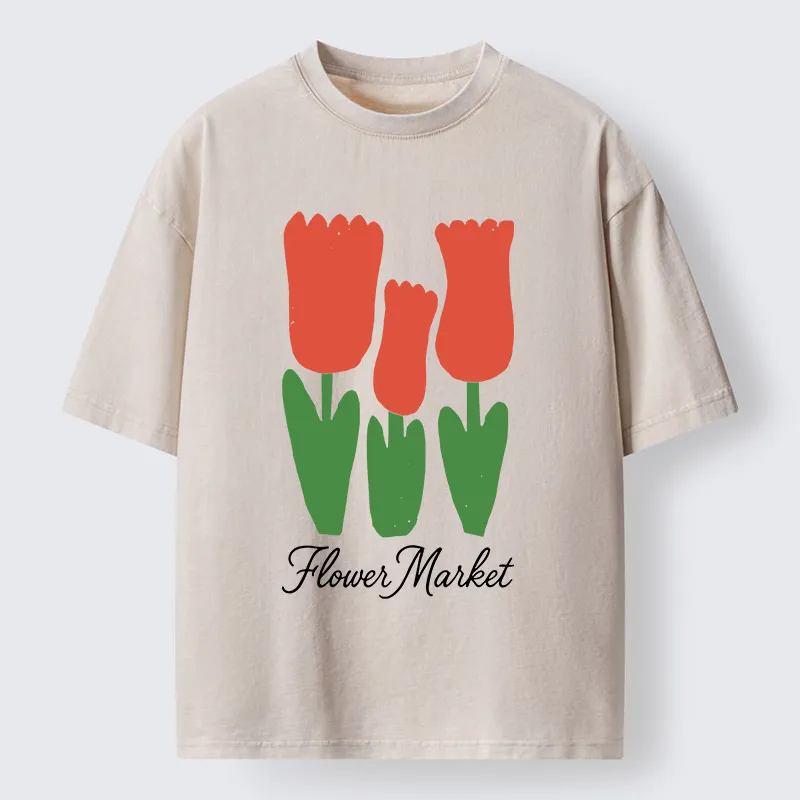 Tokyo-Lion Easter Tulips Washed T-Shirt