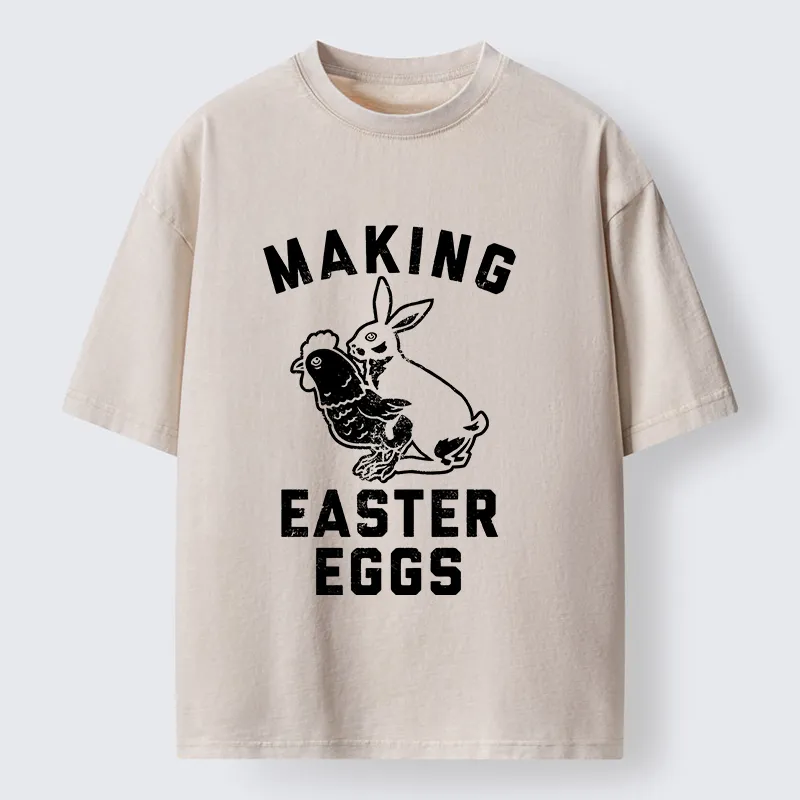 Tokyo-Lion Making Eggs Easter Washed T-Shirt