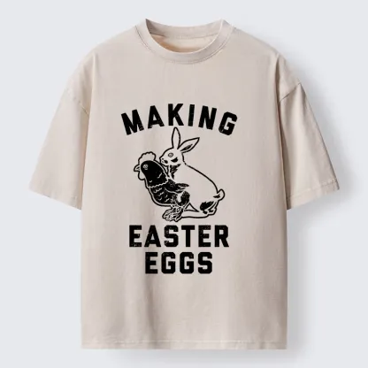 Tokyo-Lion Making Eggs Easter Washed T-Shirt