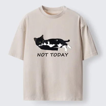 Tokyo-Lion Cat Said Not Today Washed T-Shirt