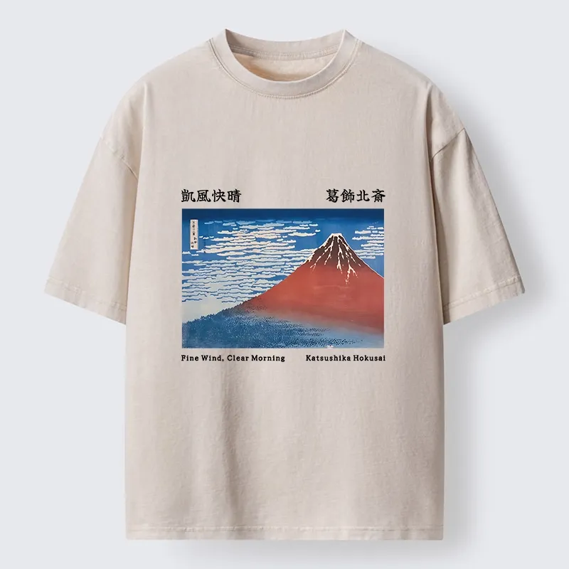 Tokyo-Lion Mount Fuji in Clear Sky Washed T-Shirt