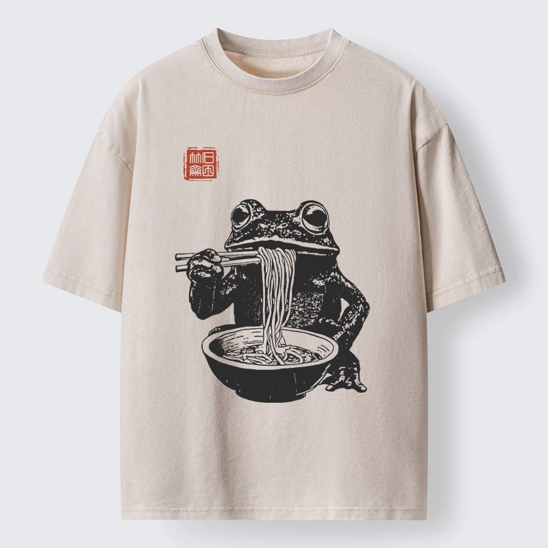 Tokyo-Lion Noodle Time for Froggy Washed T-Shirt-Tokyo-Lion