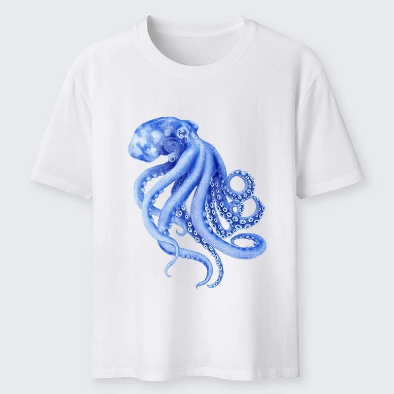 Tokyo-Lion Retro Blue Octopus Classic T-Shirt