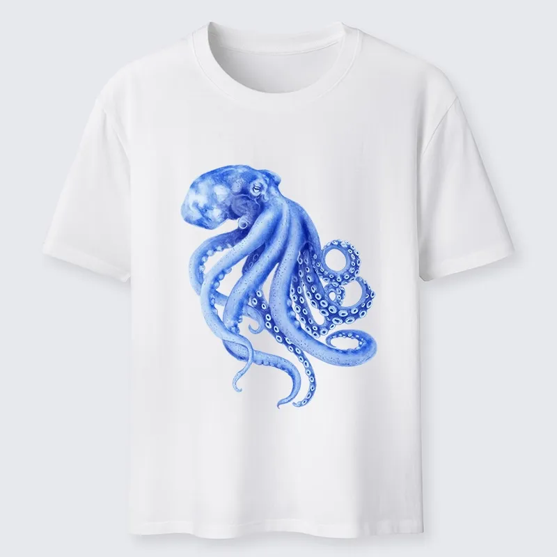 Tokyo-Lion Retro Blue Octopus Classic T-Shirt