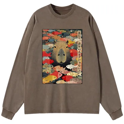 Tokyo-Lion Am I Too Lovable? Washed Long Sleeve T-Shirt