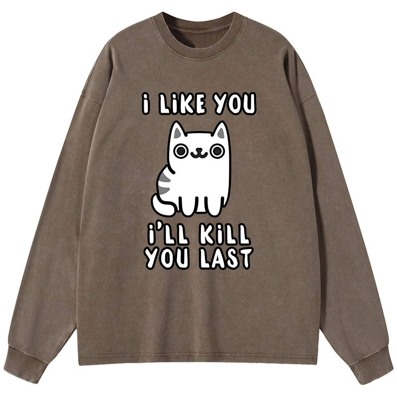Tokyo-Lion Cats And Humans Have A Love-hate Relationship Washed Long Sleeve T-Shirt-Tokyo-Lion