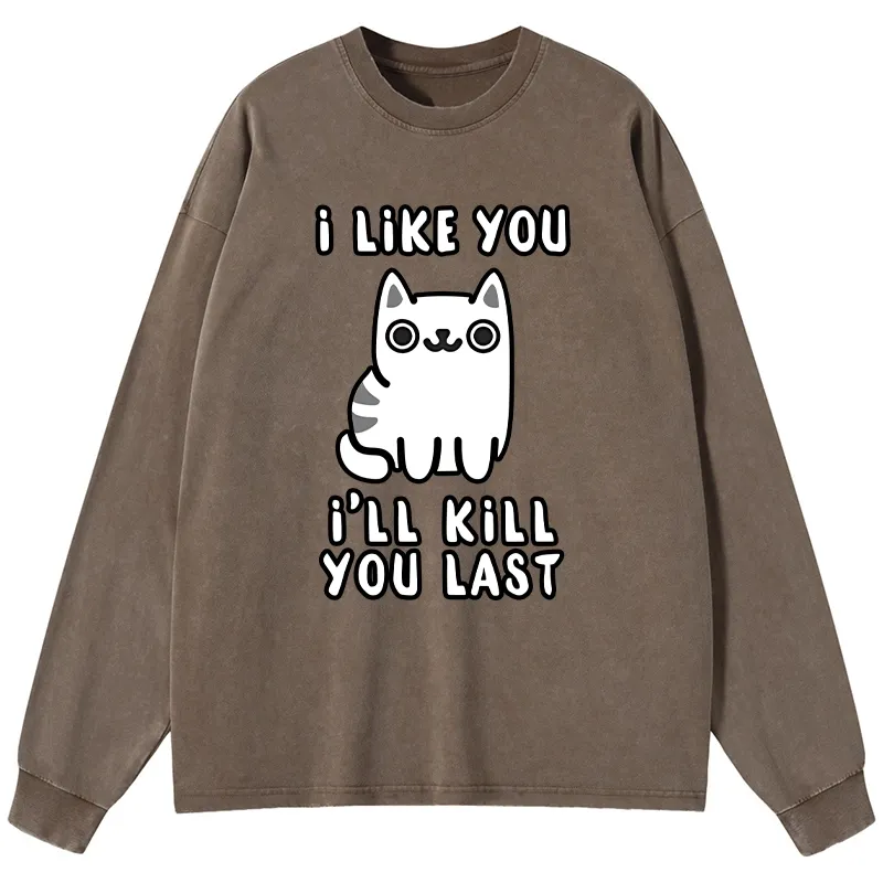 Tokyo-Lion Cats And Humans Have A Love-hate Relationship Washed Long Sleeve T-Shirt-Tokyo-Lion